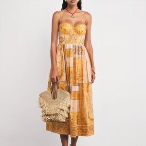 Zimmermann Yellow Lucky Corset Midi Dress